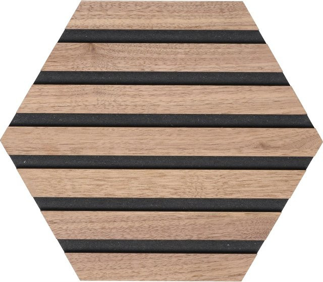 Denpanels Akustikpaneel Hexagon Walnuss mit Lamellendesign aus MDF, 3 Stück, B: 26,5 cm, T: 26,5 cm, H: 1 cm - Bild 1