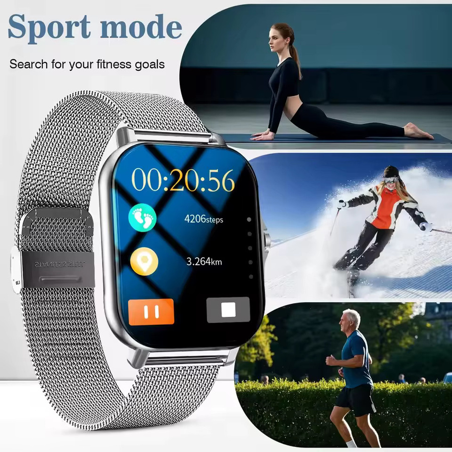 Ola Esporte Smartwatch mit 1,83 Zoll Display in Gold mit Bluetooth Anruffunktion und Gesundheitsmonitor für Herzfrequenz und Blutsauerstoff - Bild 5