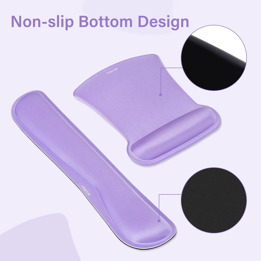 MOSISO Tastatur-Mauspad-Set in Purple mit ergonomischer Handballenauflage und Untersetzer - Bild 2