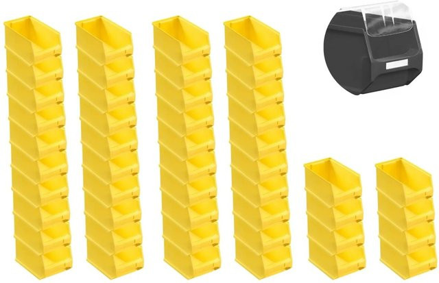 PROREGAL SuperSparSet 48 Stück Sichtlagerbox 3.0 mit Abdeckung, Gelb, H x B x T: 12,5 x 14,5 x 23,5 cm - Bild 1