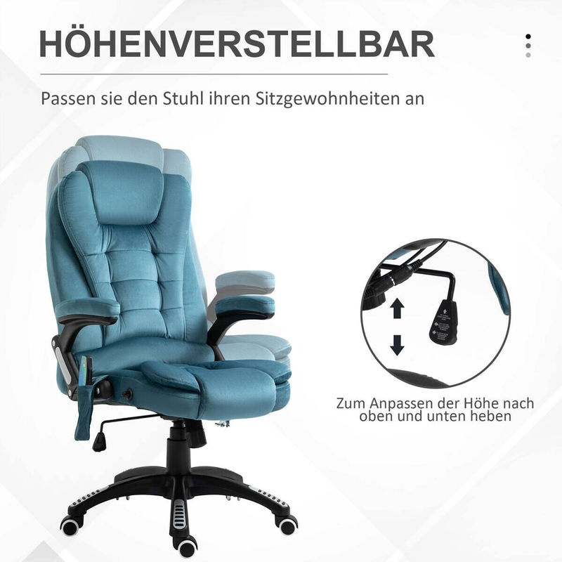 Vinsetto Massagesessel Chefsessel mit Massagefunktion in Blau, B/H/T: 72 x 68 x 120 cm - Bild 4