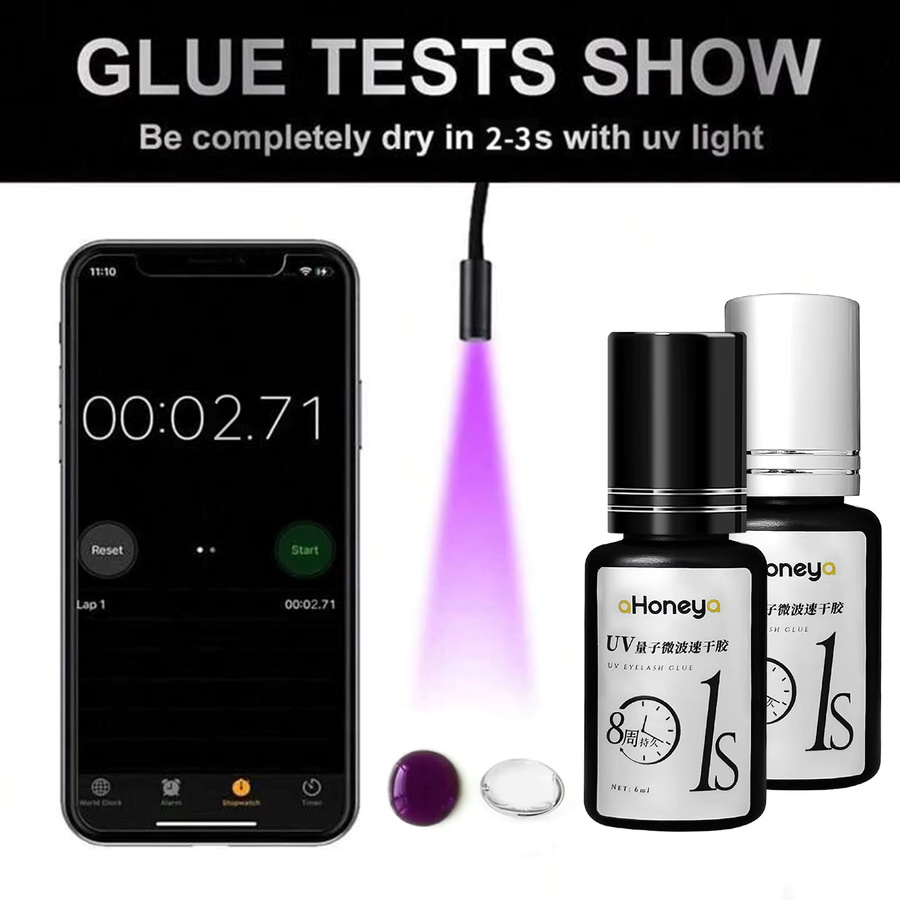 aHoneya UV-Wimpernkleber, 10 Stück, 6 ml, Lila, Transparent - Bild 3