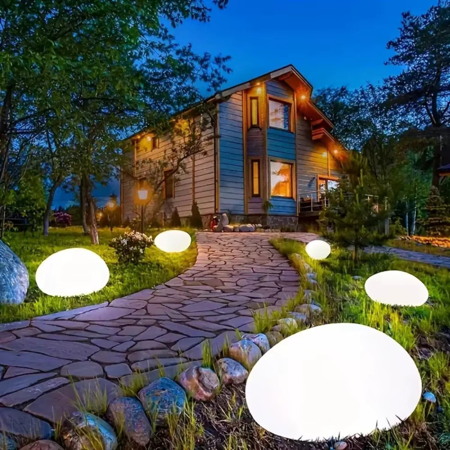 Leclstar Solar-Gartenleuchten in Steinoptik mit 4 hellen warmweißen LEDs, IP65 wasserdicht, solarbetrieben zur Dekoration von Außenwegen und Gärten - Bild 3