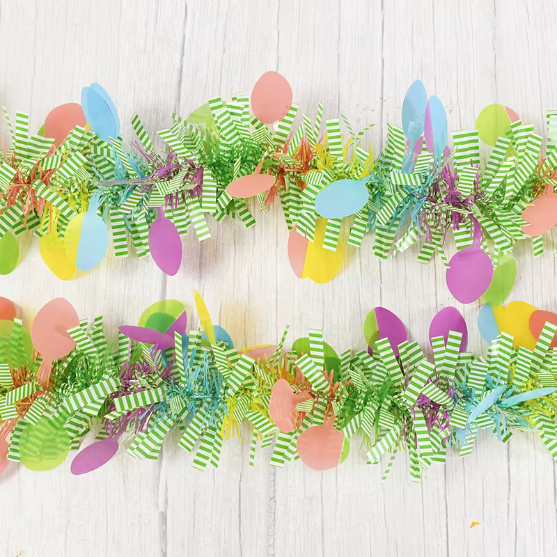 ZQCXLD Gestreifte Frühlingsgirlande aus Papier für Ostern und Geburtstage, Mehrfarbig, Länge: 2 m - Bild 1