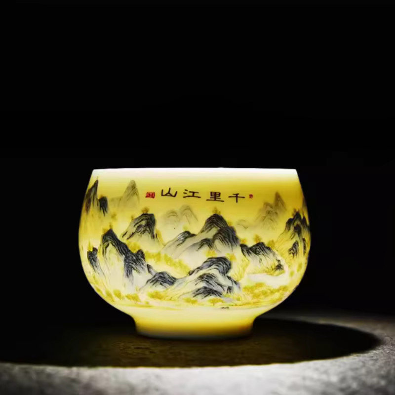 Handgefertigte Keramik-Teetasse aus weißem Porzellan im Schafsfett-Jade-Stil - Bild 5