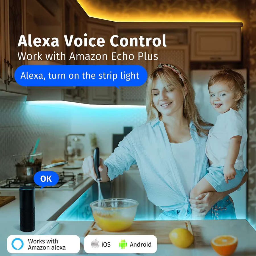 YSRSAI COB LED Streifen Zigbee 3.0 220 V mit 288 LEDs/m, Wasserdichtes LED Band in Weiß, kompatibel mit Tuya App und Amazon Alexa - Bild 2