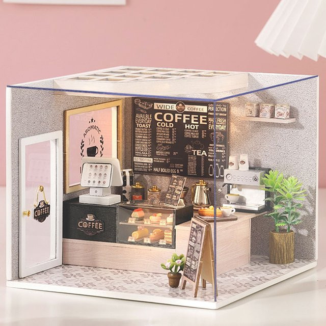 Mini Miniatur Puppenhaus 3D Puzzle, Holz, Bunt / Mehrfarbig - Bild 1