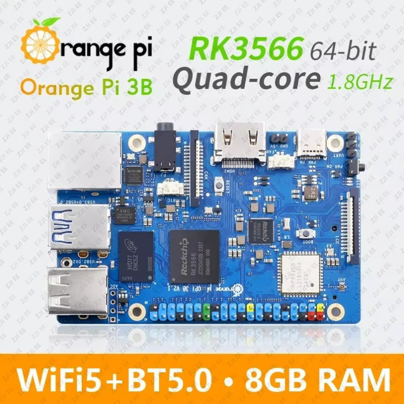 Orange Pi 3B Einplatinen-Computer mit Rockchip RK3566, WiFi 5, Bluetooth 5.0 und Gigabit LAN für Android, Linux und OpenHarmony OS - Bild 2