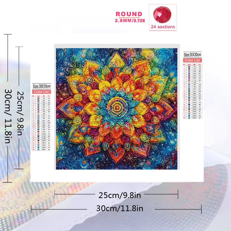 EverShine Diamant-Stickerei Mandala Blume DIY-Kunstbild als Strass-Mosaik in Mehrfarbig, B/H: 20 x 20 cm - Bild 2