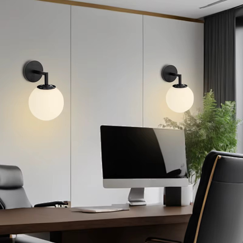 OSABO LED Wandleuchte im nordischen modernen Design mit PVC-Kugel für Schlafzimmer, Badezimmer und Treppen in Schwarz oder Weiß - Bild 5