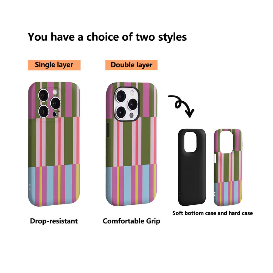 Bunte Handyhülle mit geometrischem Streifenmuster für Apple iPhone 11 bis iPhone 17 Pro Max Plus, doppelschichtige Rückseite, mehrfarbig - Bild 3