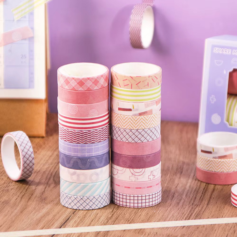 Washi Tape Set mit Cartoon-Blumen-Motiven in Grün und Mehrfarbig, 20 Rollen für Journaling und Scrapbooking - Bild 1