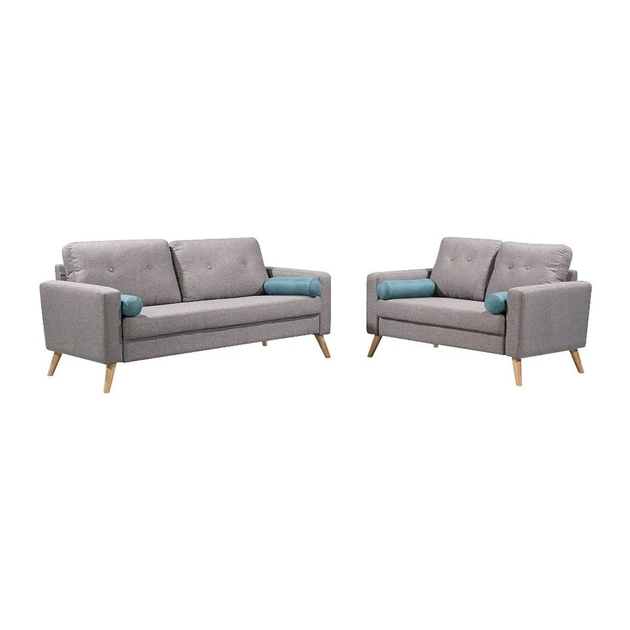 Vente-unique Couchgarnitur Tatum Grau Stoff mit Armlehnen B/T/H: 182 x 130 cm - Bild 2