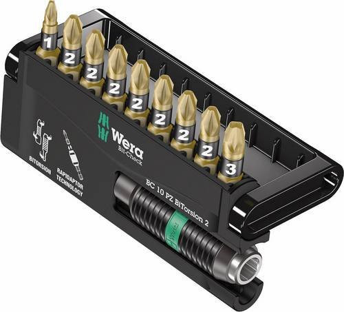 Wera Bit-Check 10-teiliges Bit-Set BiTorsion mit Kreuzschlitz und Pozidriv in Multicolor - Bild 1