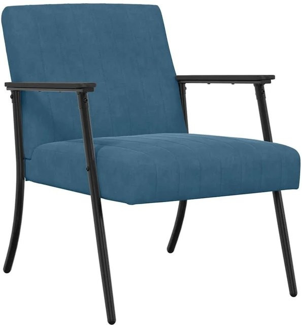vidaXL Sessel in Blau aus Samt mit Armlehnen, B/T/H: 59 x 75 x 78 cm - Bild 1