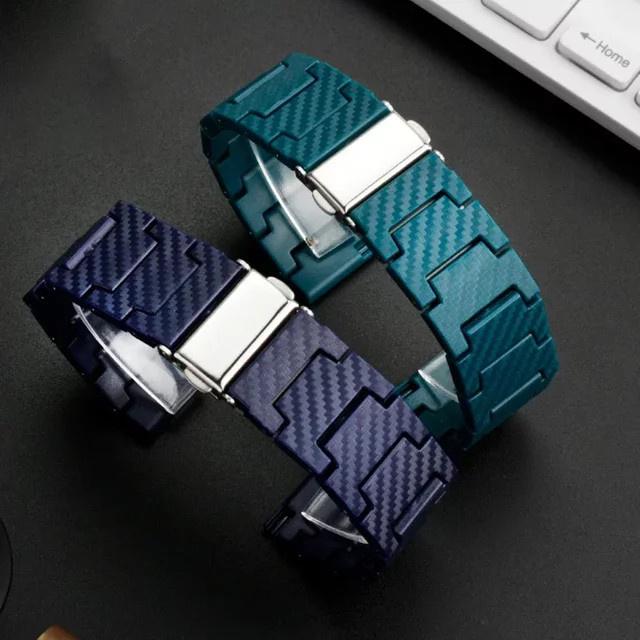 Uhrenarmband Kohlefaser, Schwarz, Unisex, 20 22 mm - Bild 1