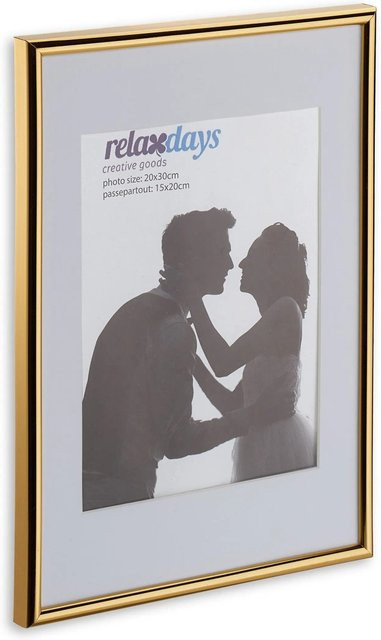 Relaxdays Bilderrahmen 2er Set in Gold aus Kunststoff, Glas und MDF zum Aufhängen oder Aufstellen, B/H/T: 31 x 21 x 2 cm - Bild 1
