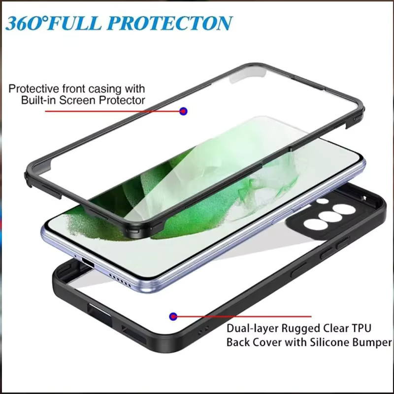 Stoßfeste 360 Grad Silikonhülle für Samsung Galaxy S25 S24 S23 S15 A56 A36 A16 A06 A55 A35 A25 in Schwarz - Bild 3
