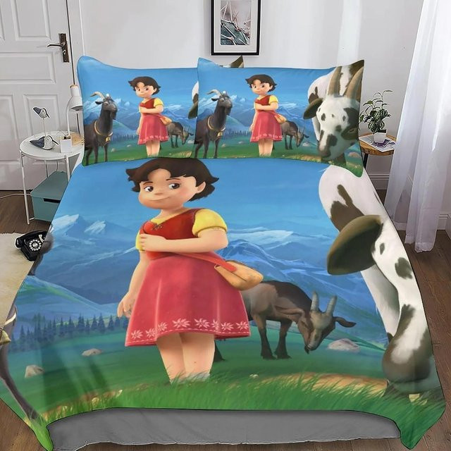 Heidi Bettwäsche-Set aus Mikrofaser mit Motiv Das Mädchen aus den Alpen, US King, B: 264 cm, H: 229 cm, Mehrfarbig - Bild 1