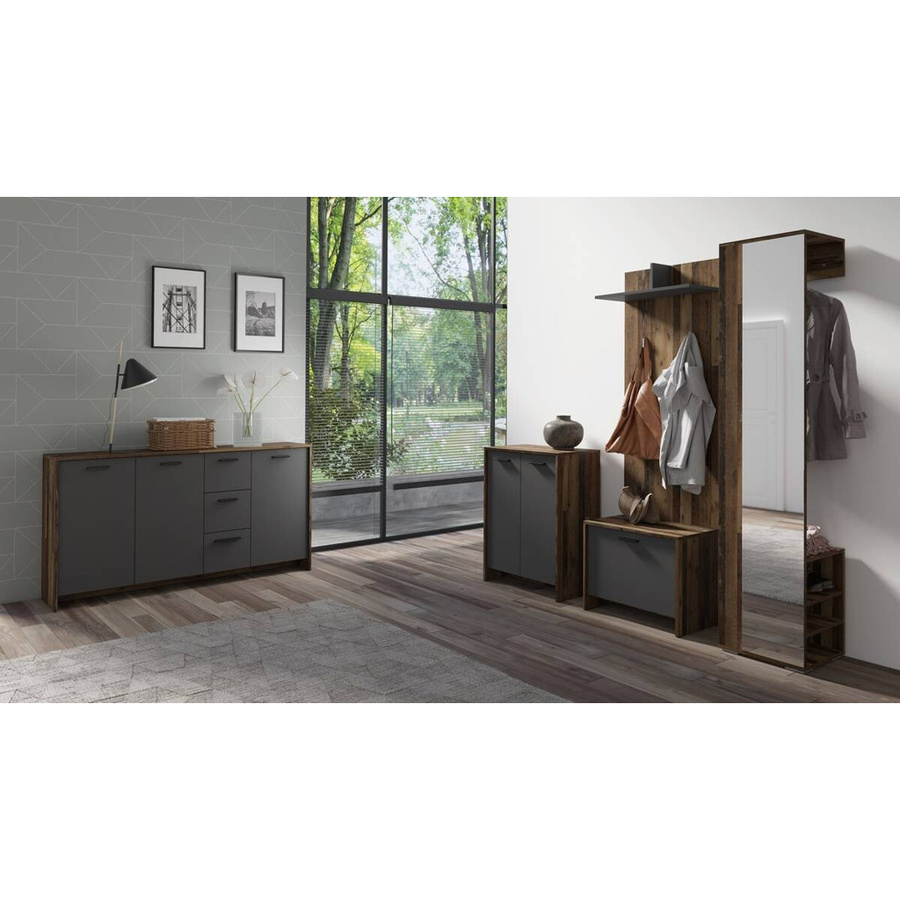 Sitzbank byLIVING BEN in Eiche Old Wood Nachbildung, anthrazit, B/H/T: 60 x 48 x 35 cm - Bild 3