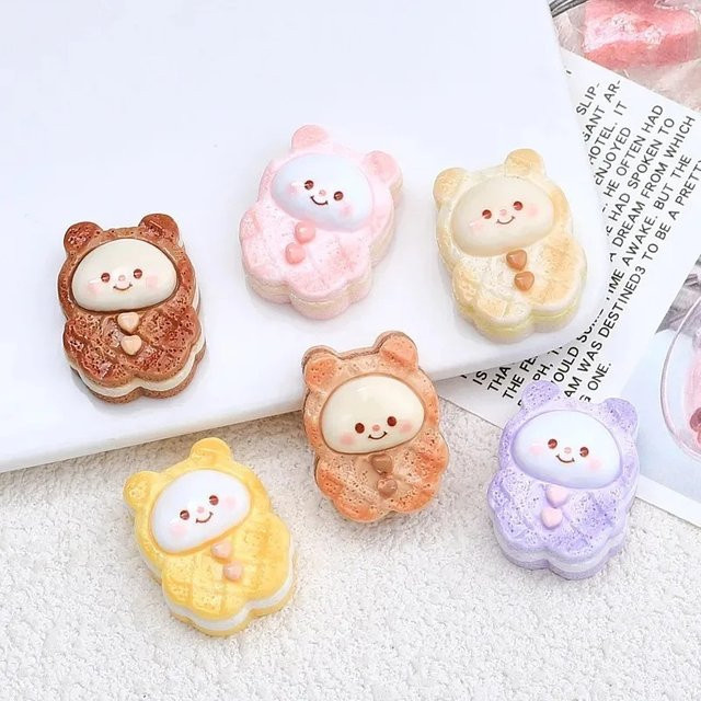 10 Stück Cartoon-Kaninchen-Keks-Harz-Cabochons mit flacher Rückseite für Scrapbooking, Handy-Deko und DIY-Bastelarbeiten - Bild 1