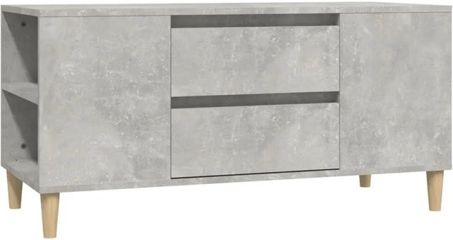 vidaXL TV-Schrank in Betongrau im skandinavischen Stil aus Holzwerkstoff und Eukalyptus, B/T/H: 102 x 44,5 x 50 cm - Bild 1