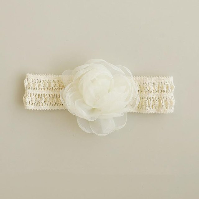 FINEPAT Stirnband, Spitze, Blumen, Schleife, weiß, Mädchen, 0-24 Monate - Bild 1