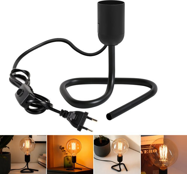 PARKSON Vintage Tischlampe aus Holz mit E27 Fassung im Retro-Design für Schlafzimmer und Nachttisch - Bild 1