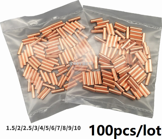 100 Stück Kupfer-Verbindungsrohr Set in Gold, Drahtverbinder für die direkte Zwischenverbindung von 1,5 mm bis 6 mm, kaltgepresst - Bild 1