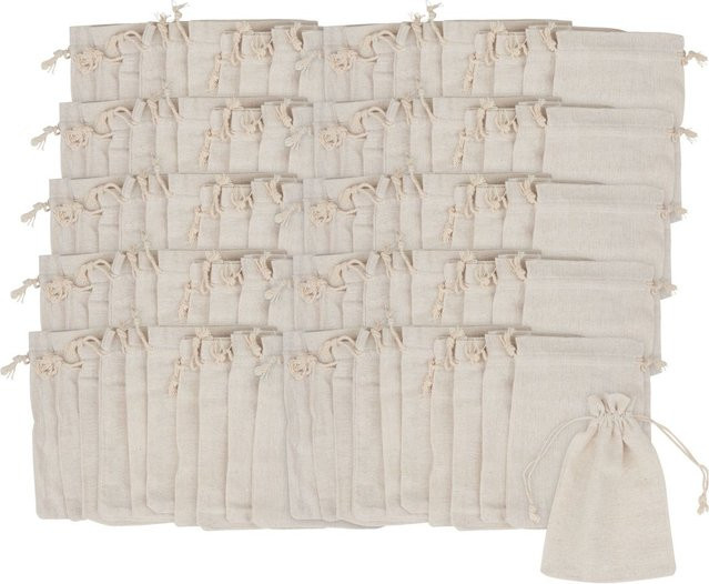 VBS Jutebeutel in Beige, 100 Stück, B: 11 cm, H: 16 cm - Bild 1