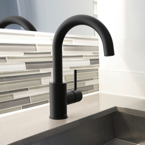 LENZ Waschtischarmatur BOW² aus Messing in Schwarz-Matt mit Schwenkauslauf und Pop-up-Abfluss - Bild 4