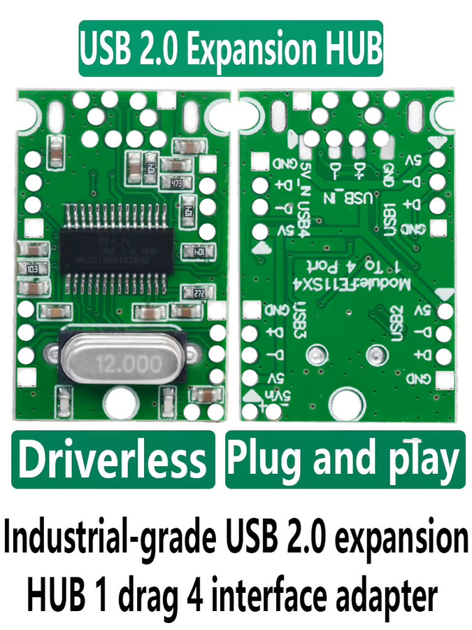 EGBO USB 2.0 Erweiterungsmodul HUB 1 auf 4 Schnittstellenadapter Entwicklungsboard in Grün - Bild 4