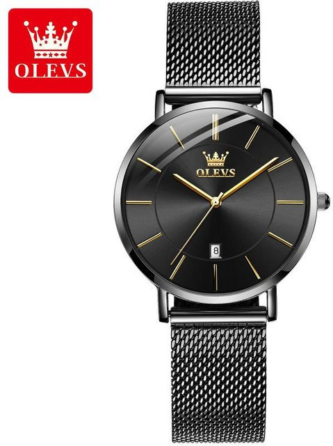 OLEVS Armbanduhr Quarz, Edelstahl, Schwarz, Damen - Bild 1