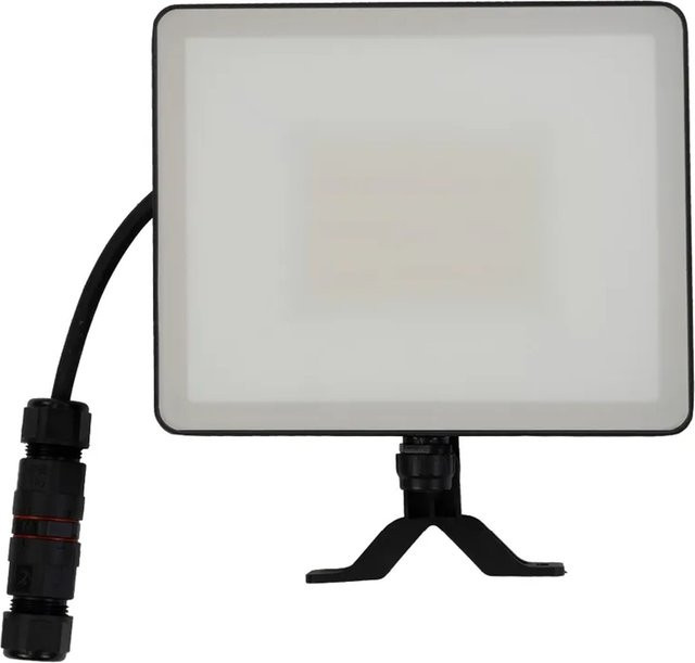 LUXULA LED Außenstrahler 50W Schwarz IP65 Neutralweiß 4000K mit Kabelverbinder und Sensorvorrichtung - Bild 1