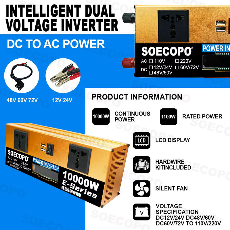 soecopo 10000 W Solarsystem-Komplettset mit 800 W Panel, 100 A Controller und Off-Grid-Wechselrichter für 110 V/220 V, Dual 12 V/24 V für Heim und Camping - Bild 2
