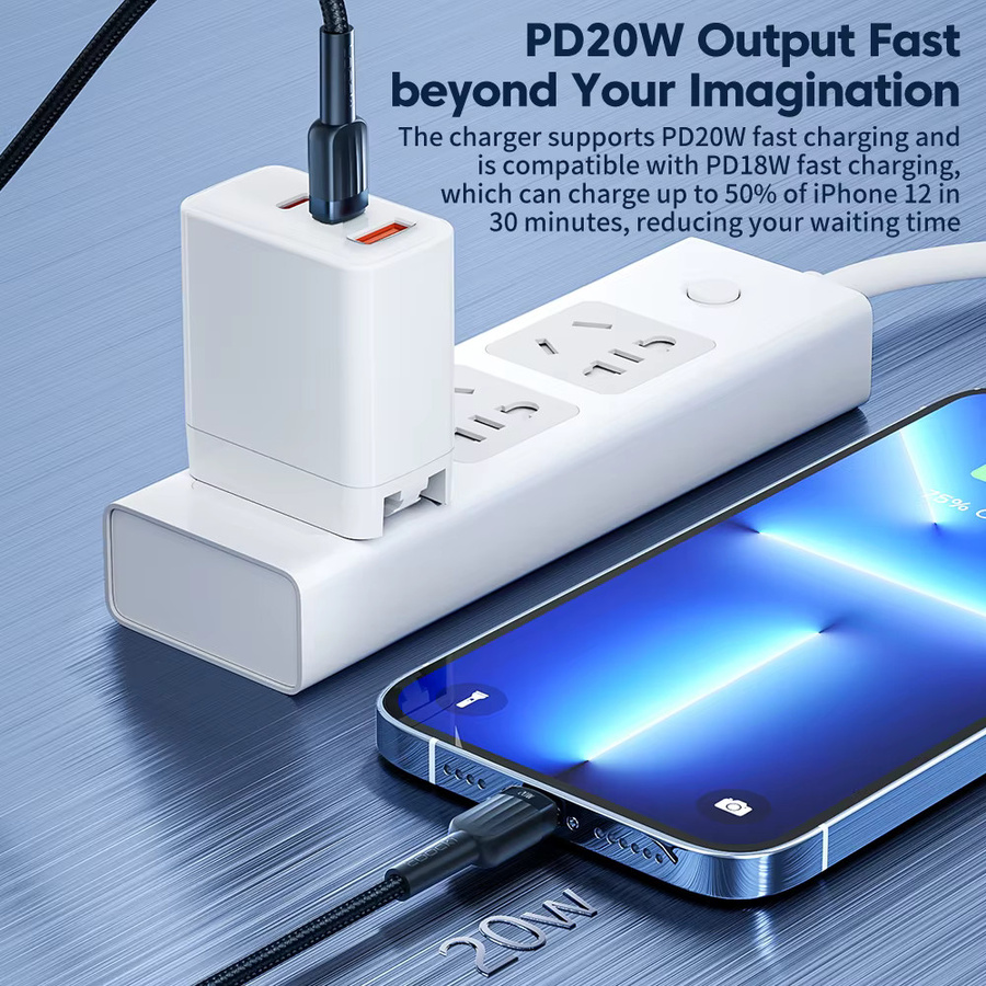 Toocki USB-C auf Lightning Kabel für iPhone und iPad in Schwarz mit Beleuchtung für Schnellladung - Bild 2