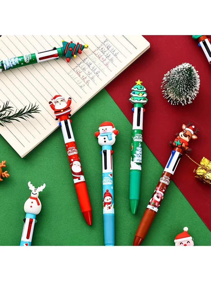 Weihnachts Edition Kugelschreiber mit Santa Claus, Weihnachtsbaum, Rentier und Schneemann in Multicolour - Bild 5