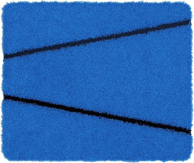 Badematte VEDIA in Blau mit grafischem Design, waschbar und fußbodenheizungstauglich - Bild 1