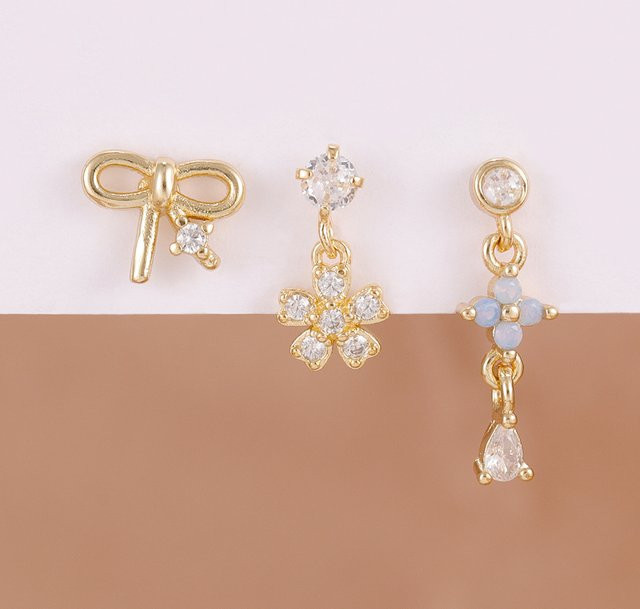 Maodane Ohrringe Set, Edelstahl, Blau, Opal Stein, Damen - Bild 1