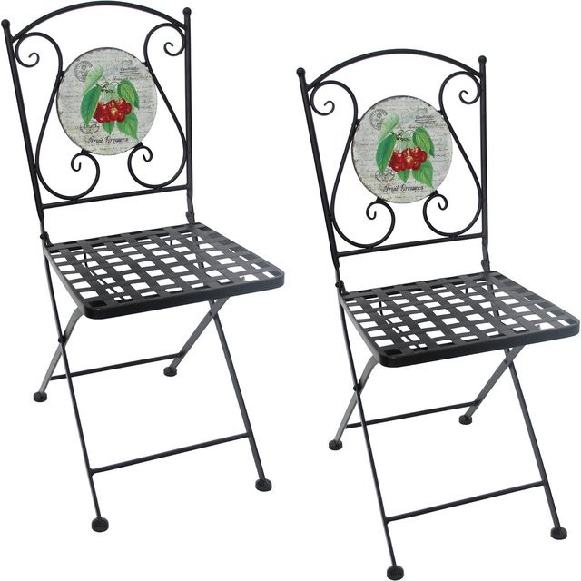 HTI-Living Gartenstühle Celia Set 2 Stück Kirschen Farbe Schwarz aus Metall im Vintage-Design - Bild 1