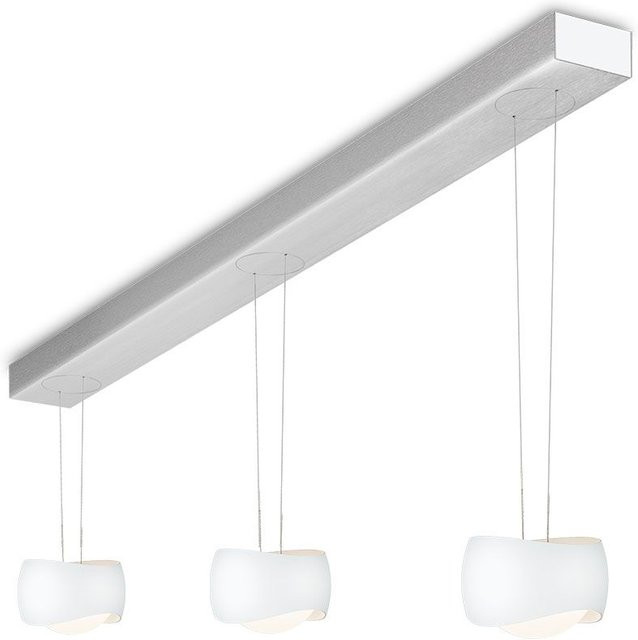 Oligo Curved Slack-Line LED-Pendelleuchte 3-flammig in Weiß Matt mit gebürstetem Aluminium und Tunable White (2200K - 5000K) - Bild 1