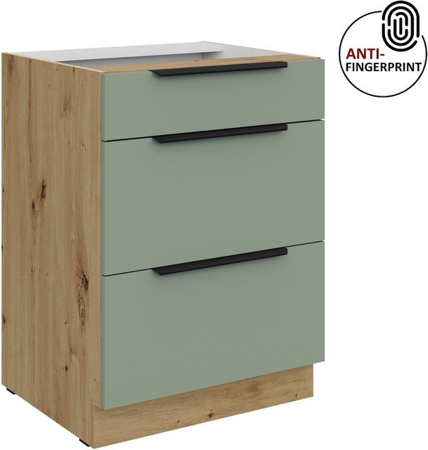 Küchenunterschrank ARIA in Aquamarin Blau matt mit Anti-Fingerprint-Beschichtung, Breite: 60 cm - Bild 1