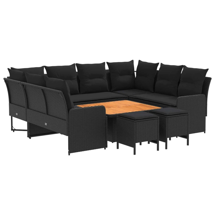 vidaXL Gartenmöbel-Set aus PE-Rattan und Akazienholz in Schwarz mit 8 Teilen - Bild 2