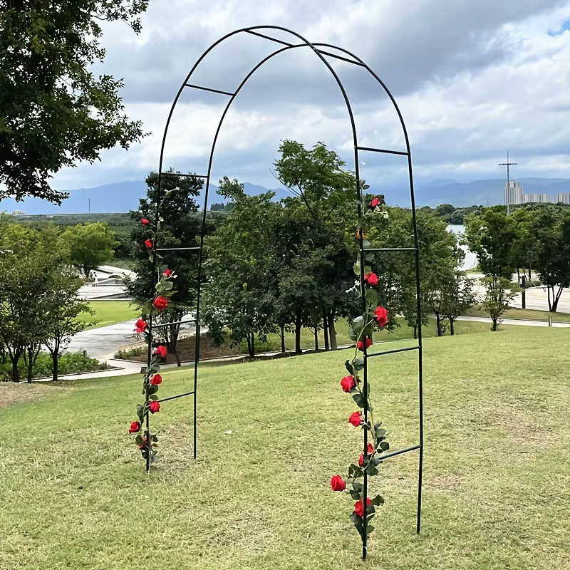 1-2Garden Metall Gartenbogen als Klettergerüst und Blumenständer in Schwarz, Höhe: 240 cm, Breite: 140 cm - Bild 4