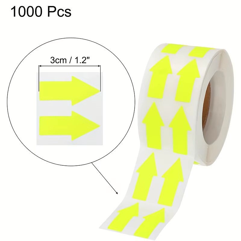 1000 Stück selbstklebende pfeilförmige Etiketten in fluoreszierendem Gelb und Orange für Scrapbooking, DIY-Bastelarbeiten und Inventarorganisation, B: 1,52 cm, L: 3,05 cm - Bild 1