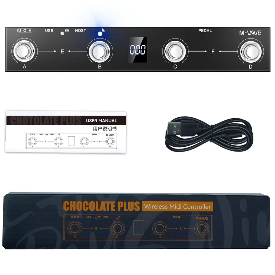 M-VAVE Chocolate Plus Wireless MIDI Controller Tastatur mit 4-Tasten-Fußschalter und Bluetooth, Schwarz - Bild 5