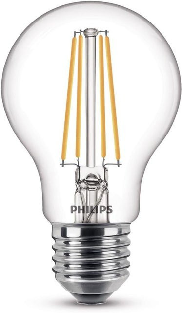 Philips LED-Leuchtmittel Classic A-bulb E27, 7 W, warmweiß, transparent, Höhe: 10,6 cm, Durchmesser: 6 cm - Bild 1