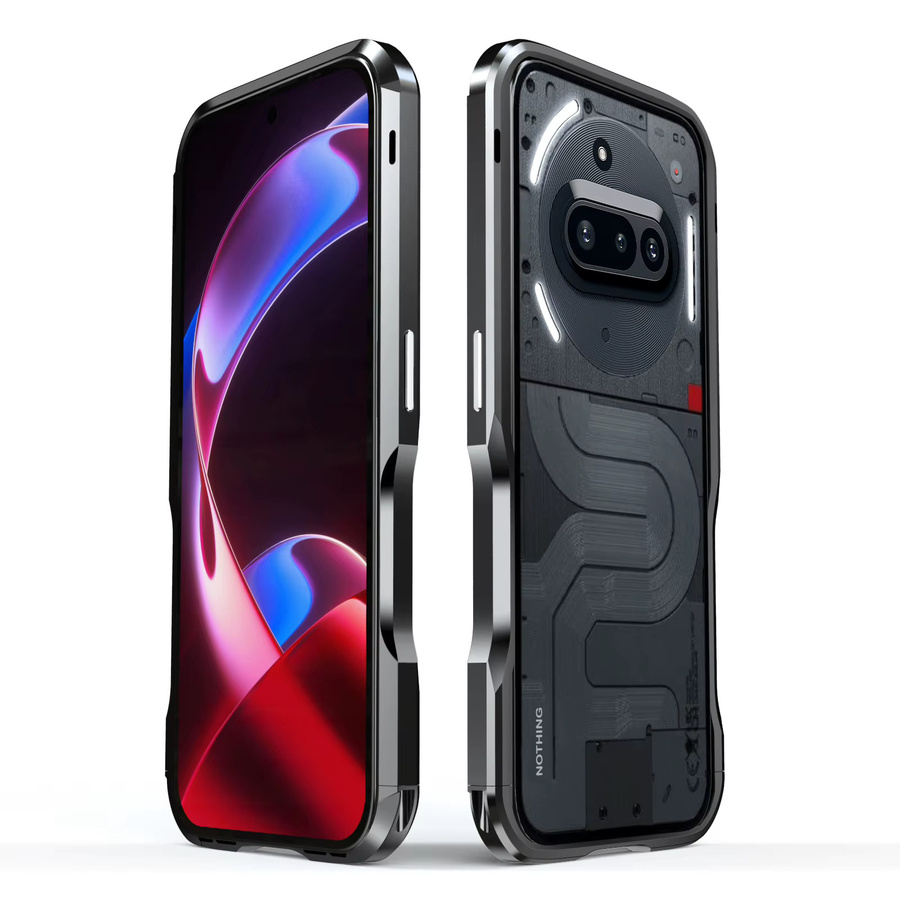 LUPHIE Metalllegierungs-Stoßfänger Schutzhülle für Nothing Phone 3, 3A und 2a Plus in Schwarz - Bild 5
