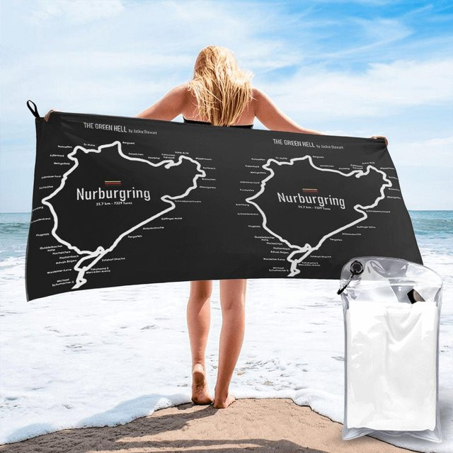 Strandtuch Nürburgring aus weicher Mikrofaser, schnelltrocknend und saugfähig, Farbe: Weiß, B: 30 cm, H: 60 cm - Bild 1