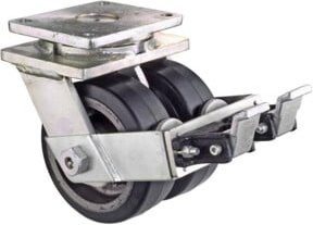 BS Schwerlastdoppelrolle S120.B81.250 in Schwarz und Silber mit Kunststoffrollen und Schraubbefestigung - Bild 1